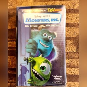 Monsters, INC. VHS, Clear Clamshell Case/Blue Tape, Disney Pixar Film